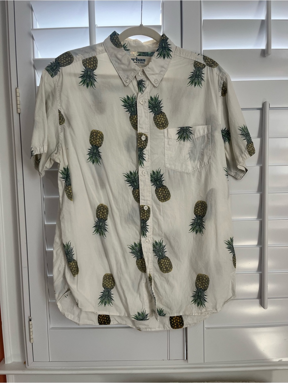 urban pipeline White Pineapple Print Short-Sleeve Button-Down Shirt